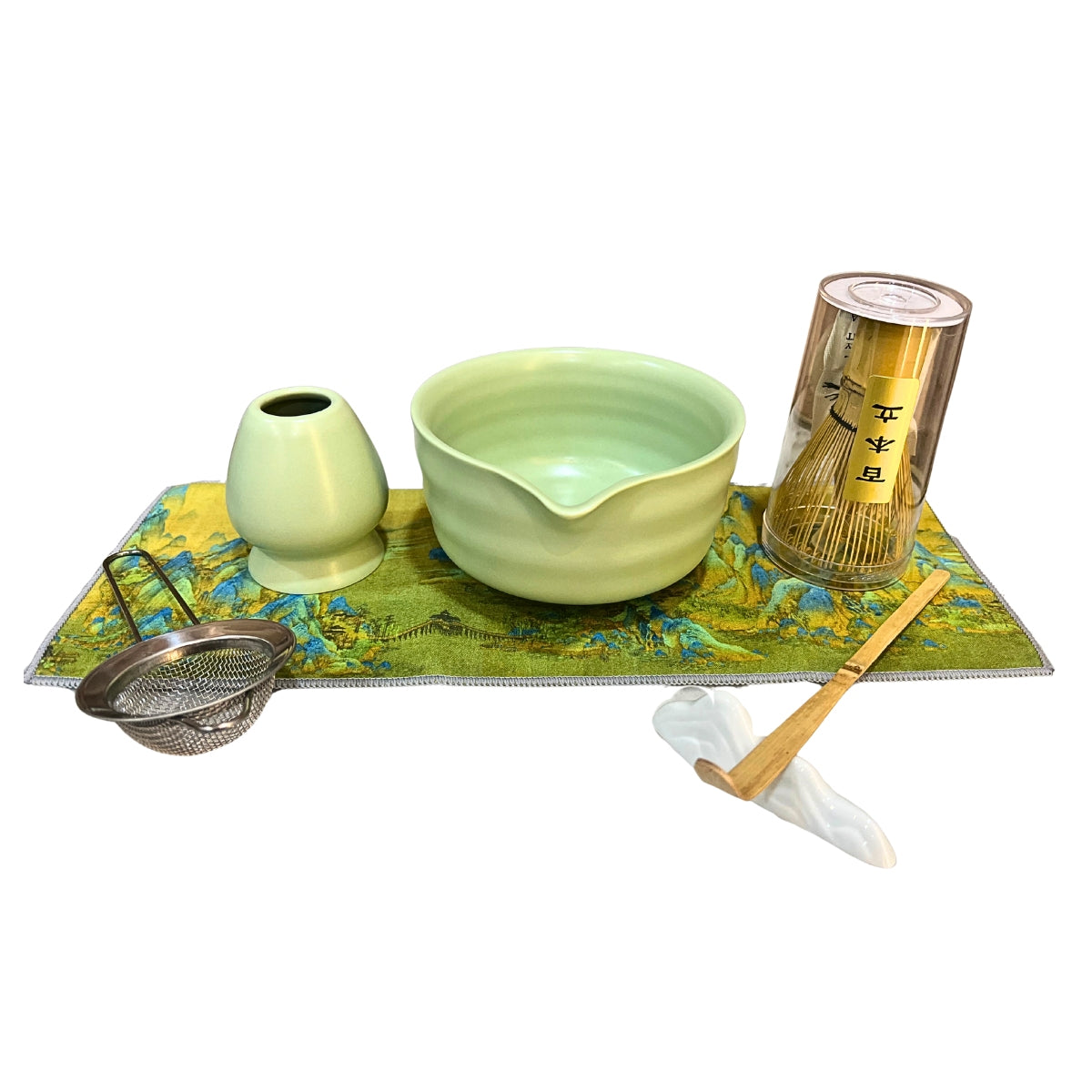 Green Ceramic Japanese Tea Set – 7Pcs Matcha Whisk & Bowl Gift Kit | SustainGo