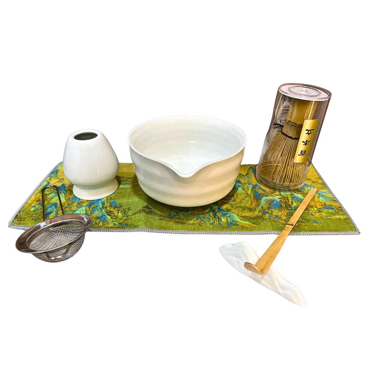 Green Ceramic Japanese Tea Set – 7Pcs Matcha Whisk & Bowl Gift Kit | SustainGo