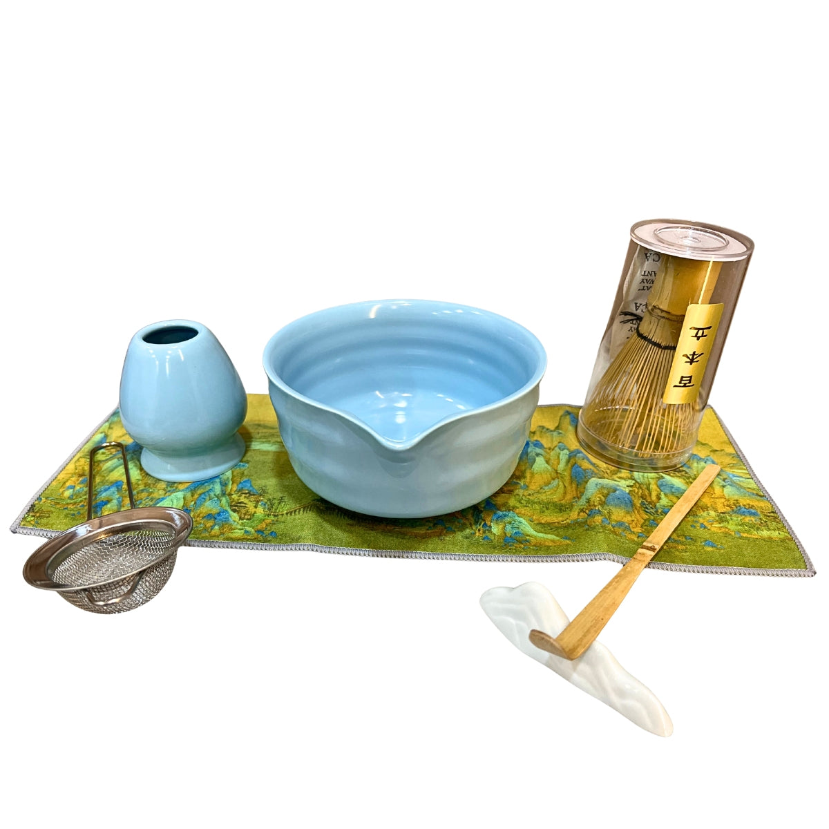 Green Ceramic Japanese Tea Set – 7Pcs Matcha Whisk & Bowl Gift Kit | SustainGo