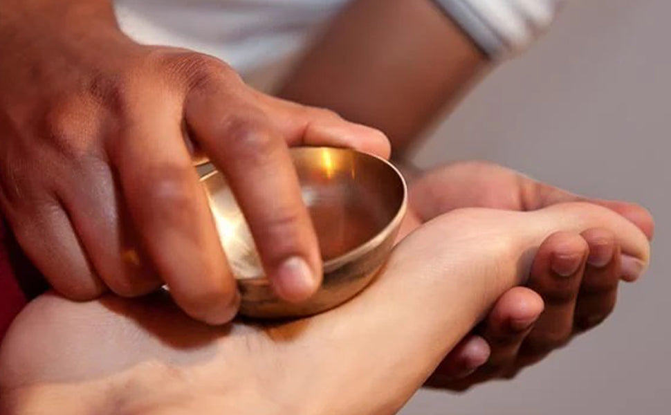 Ayurvedic kansa massage tool set with facial wand, Guasha scraper, and Vatki bowl for spa and skincare routines