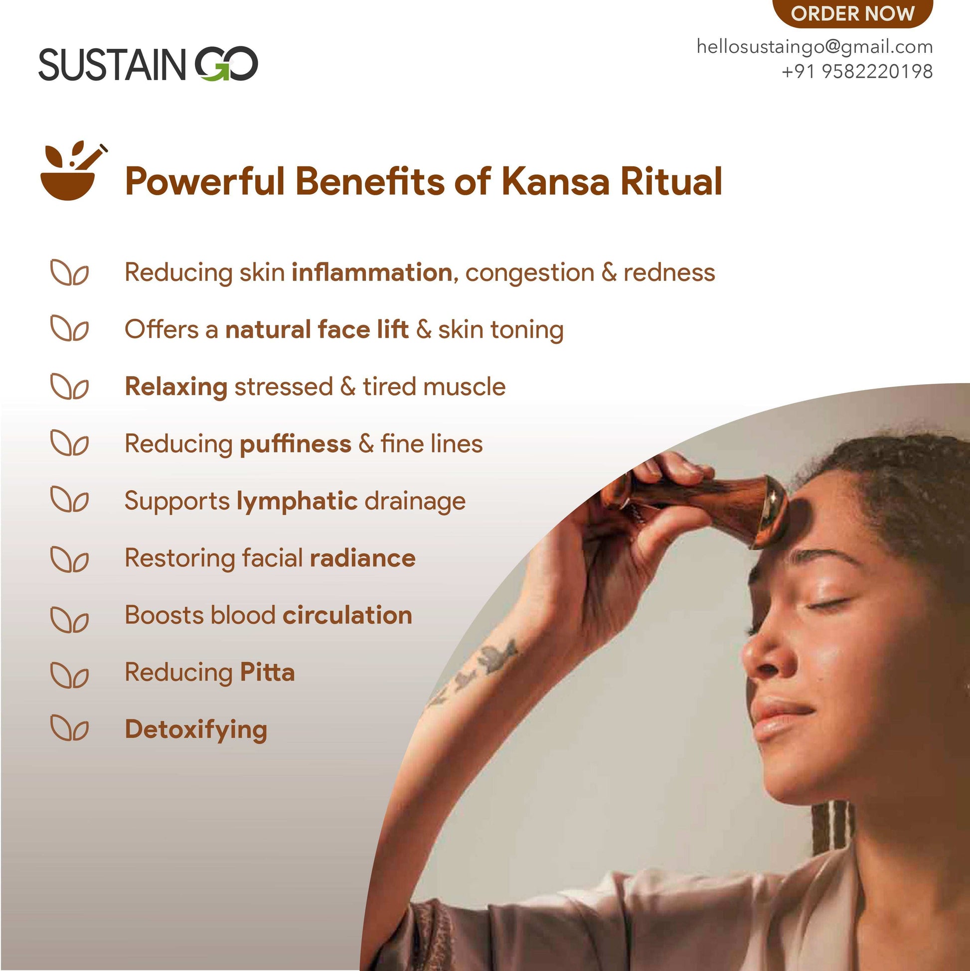 SustainGo kansa massage kit with wand, Vatki, and Guasha – shop authentic Ayurvedic massage tools in one set