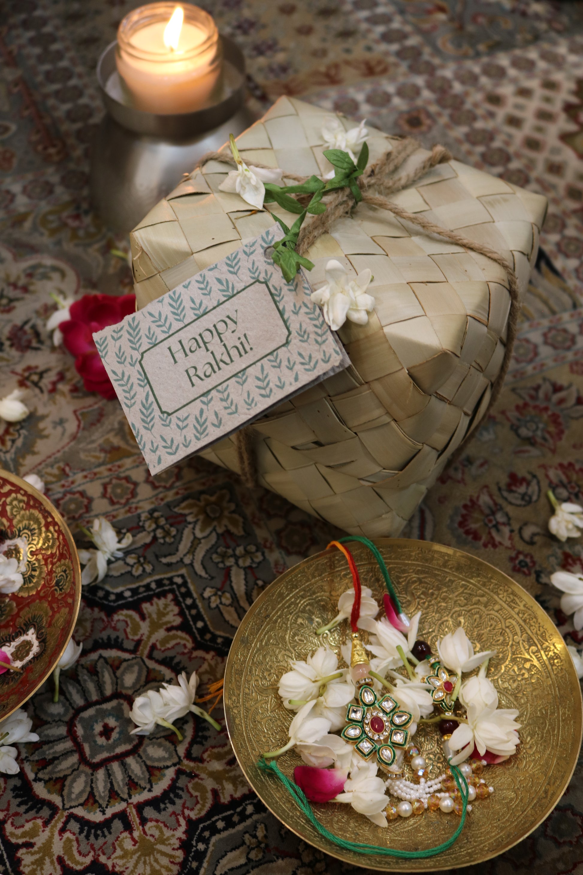 Indriya: The Luxe Rakhi Wellness Kit | Set of 6 handcrafted healing tools (Kansa & Copper) + SURPRISE Herbal tea + Seed paper Rakhi card