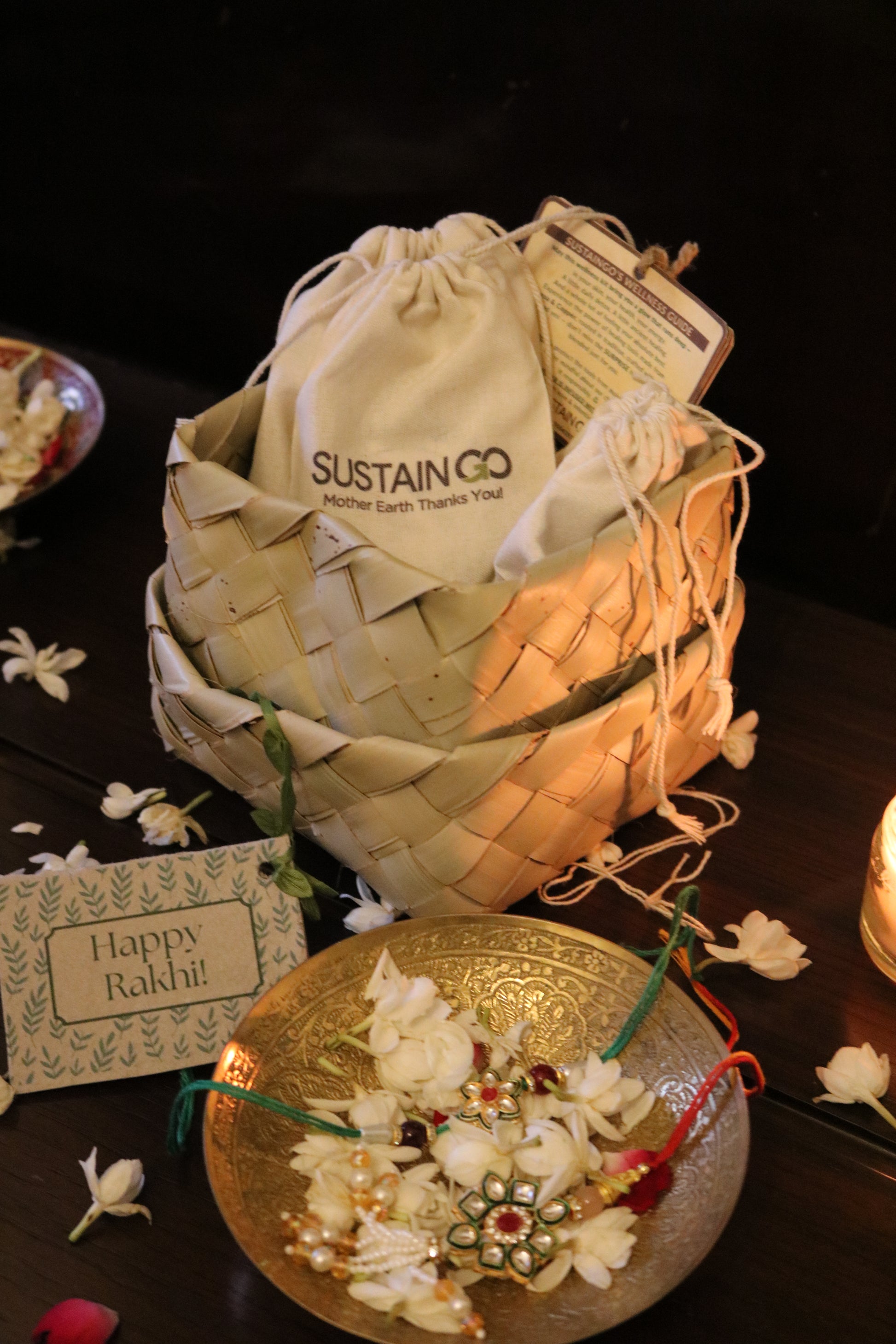 Indriya: The Luxe Rakhi Wellness Kit | Set of 6 handcrafted healing tools (Kansa & Copper) + SURPRISE Herbal tea + Seed paper Rakhi card