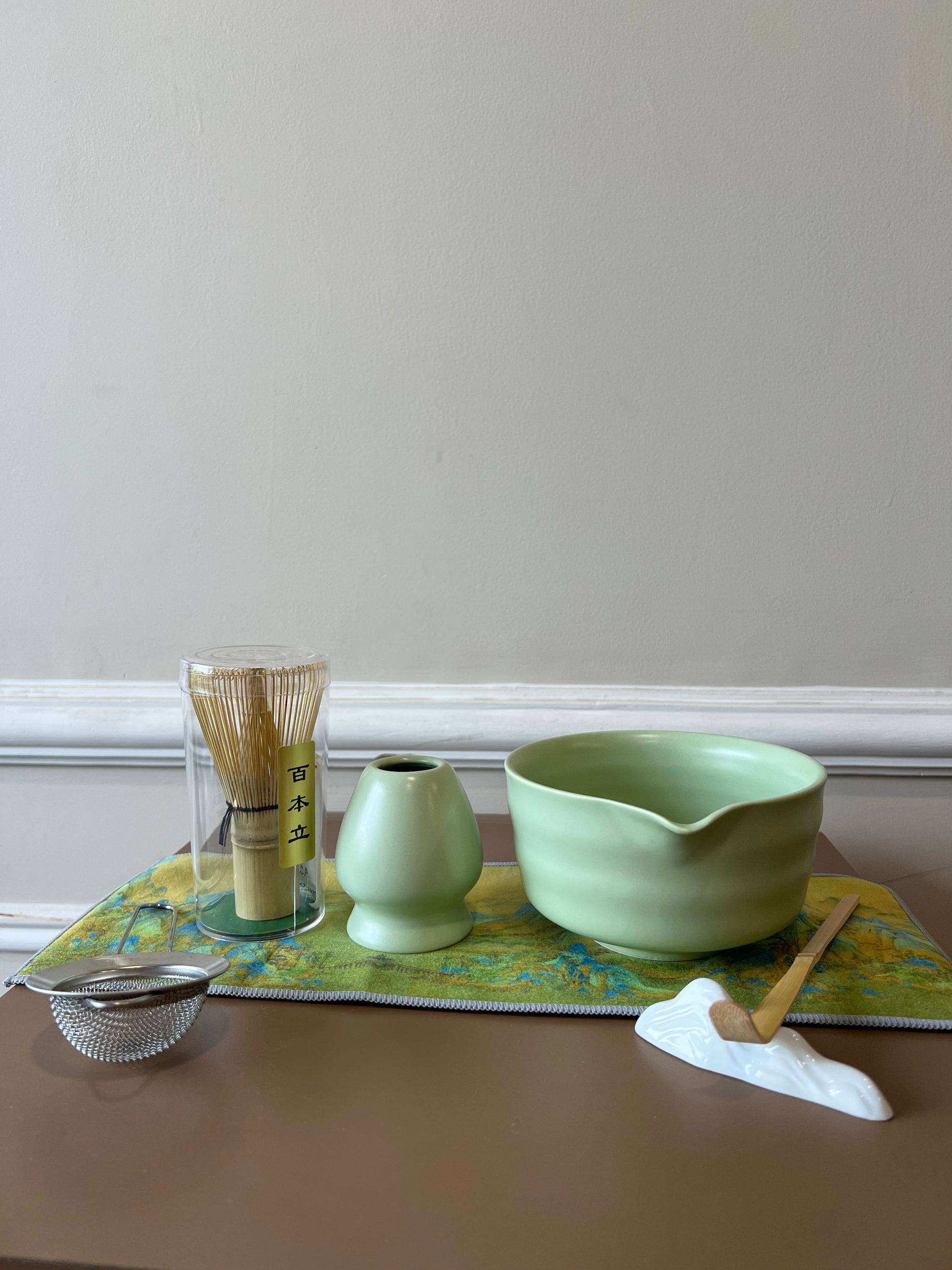 Green Ceramic Japanese Tea Set – 7Pcs Matcha Whisk & Bowl Gift Kit | SustainGo