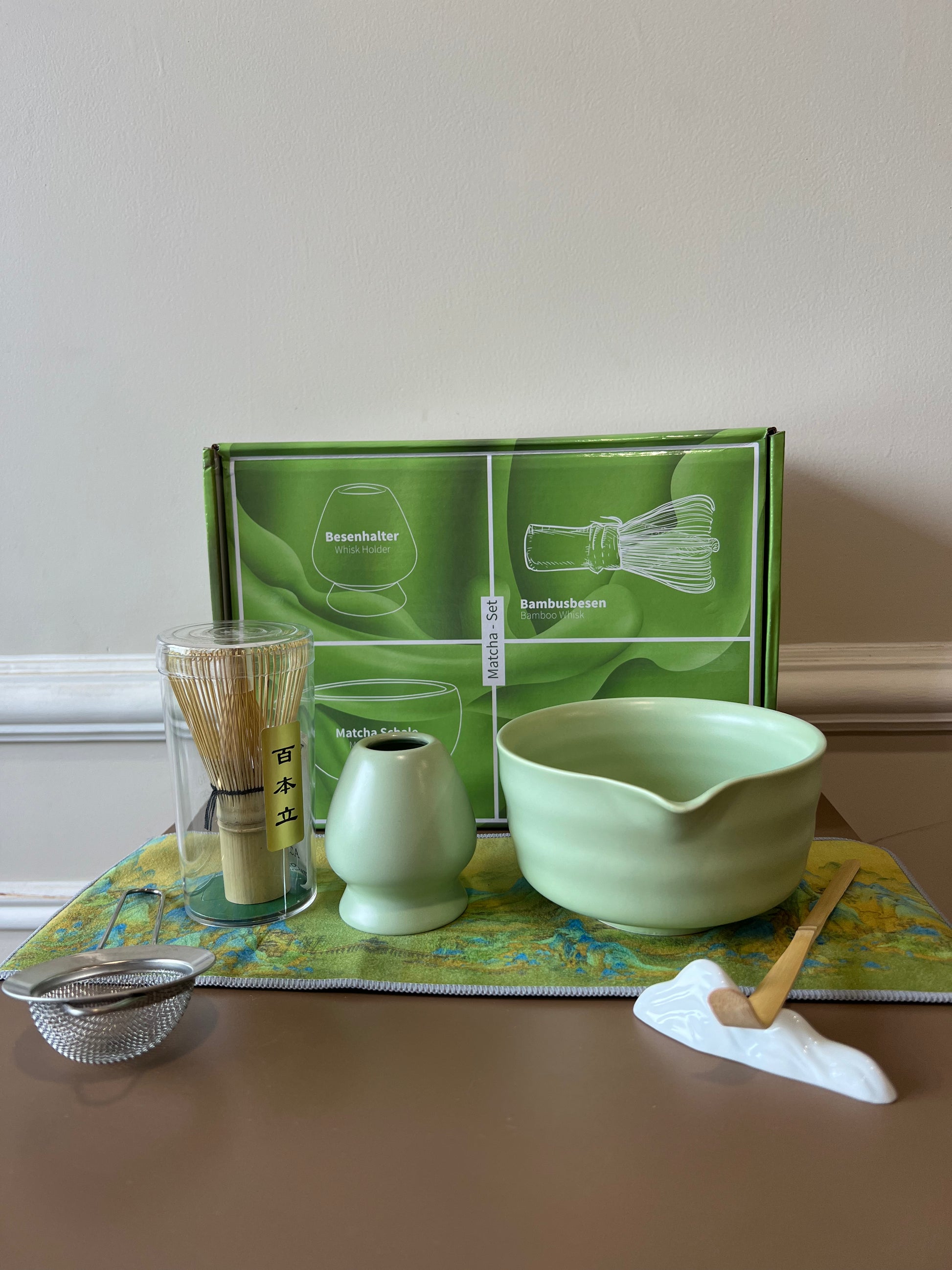 Green Ceramic Japanese Tea Set – 7Pcs Matcha Whisk & Bowl Gift Kit | SustainGo