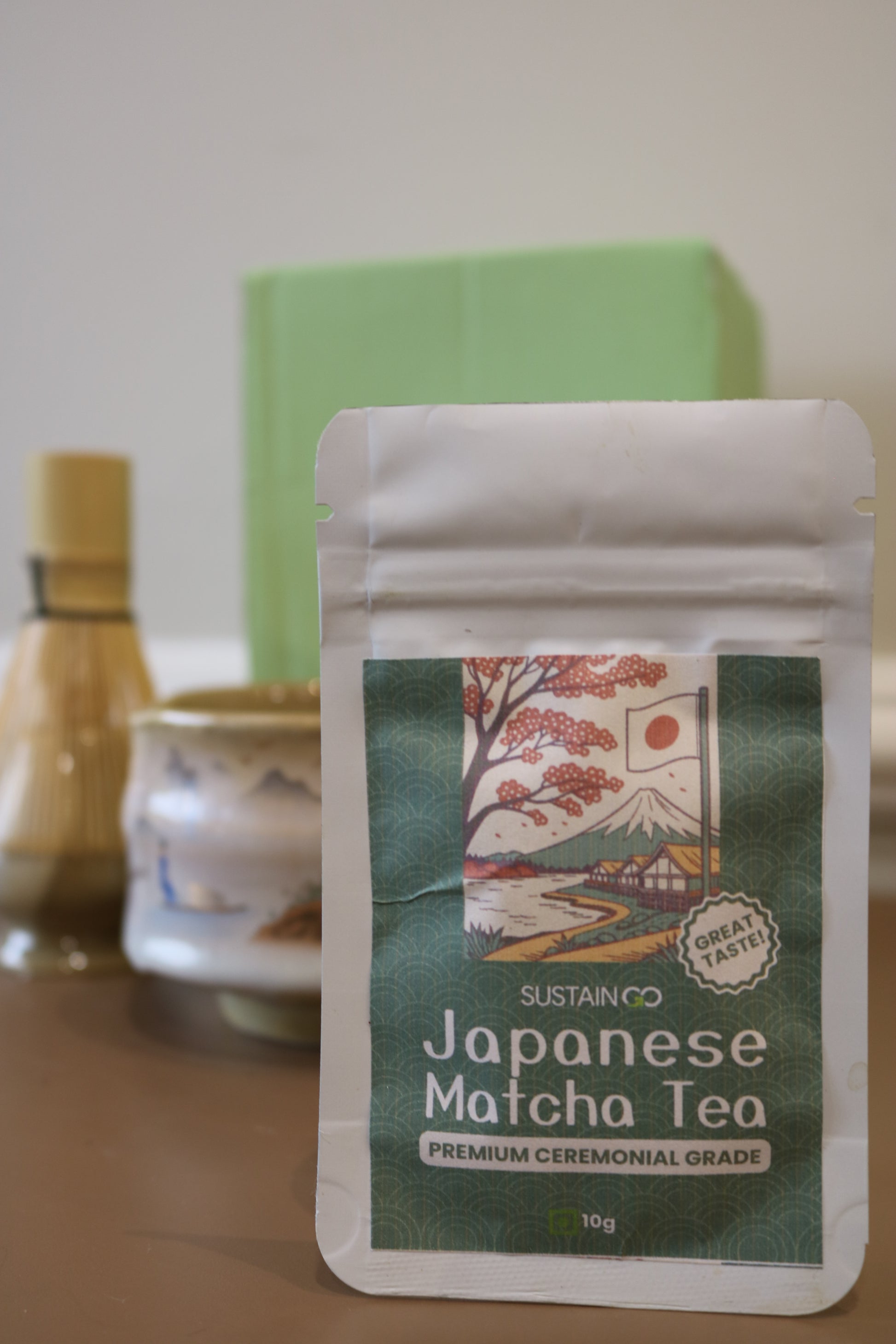 Japanese Art Matcha Tea Whisk Set 3 Pcs | Ceramic Matcha Bowl, Whisk Holder & Bamboo Whisk|SustainGo