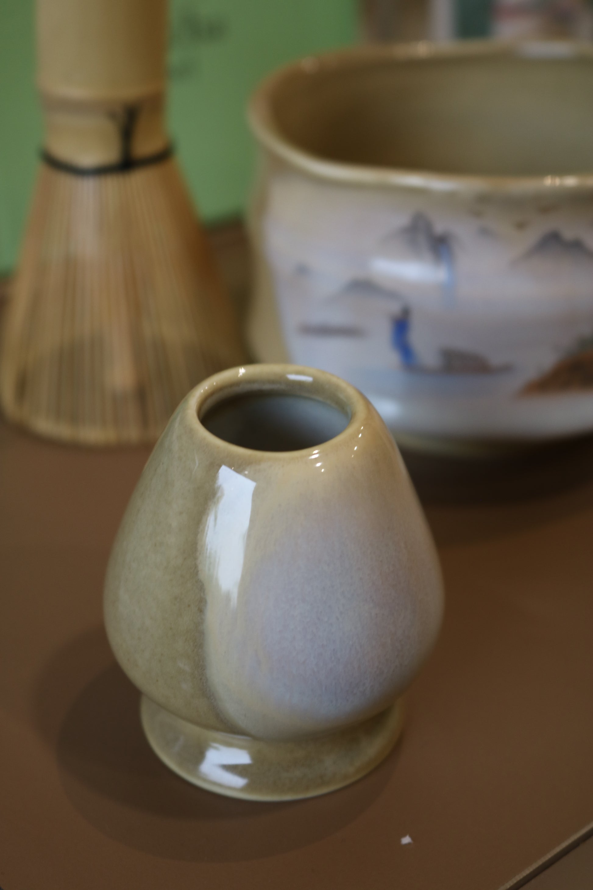 Japanese Art Matcha Tea Whisk Set 3 Pcs | Ceramic Matcha Bowl, Whisk Holder & Bamboo Whisk|SustainGo