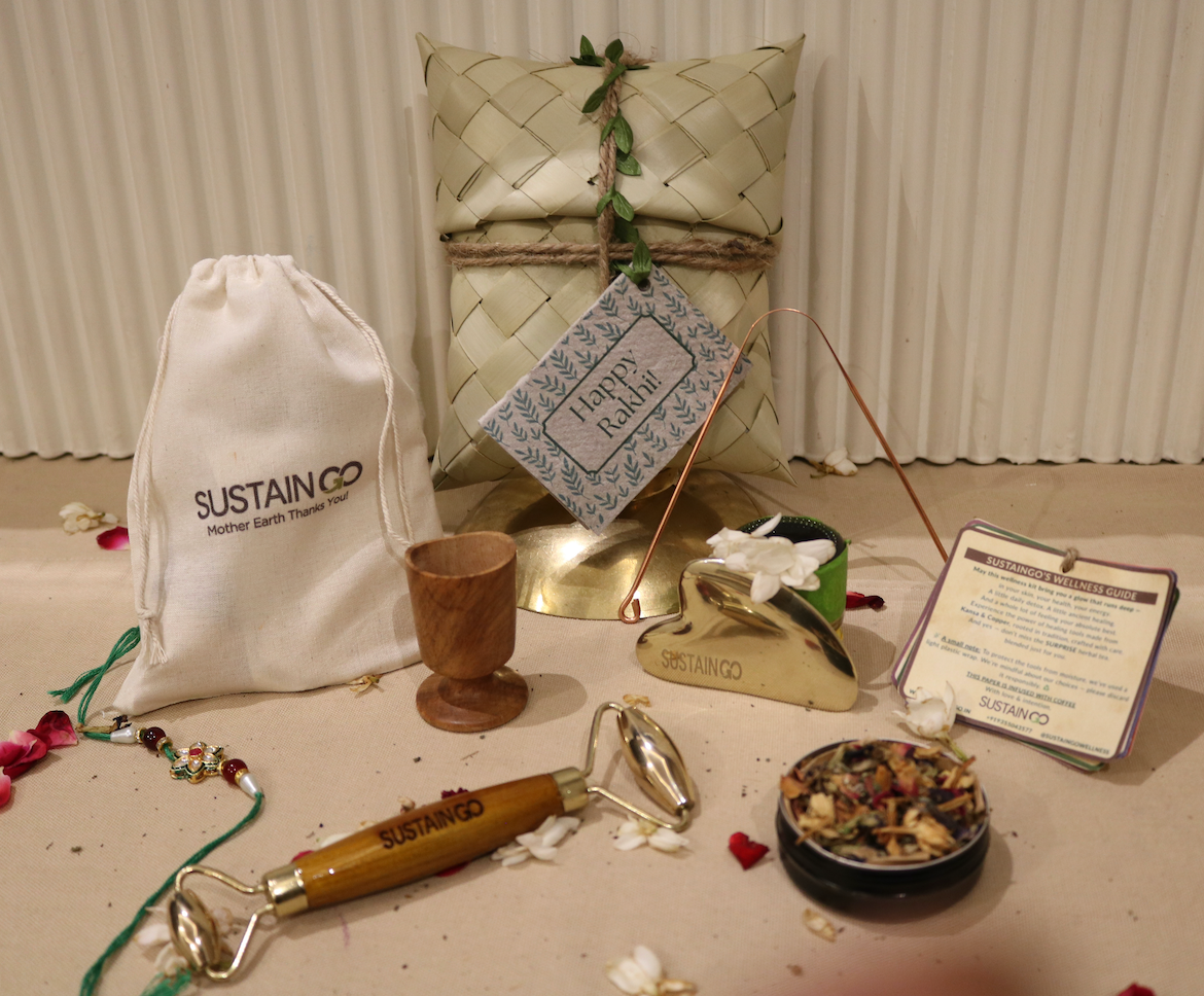 Ayura: The Rakhi Essentials Wellness Kit Set of 4 Ayurvedic Healing Tools + Surprise Tea Blend