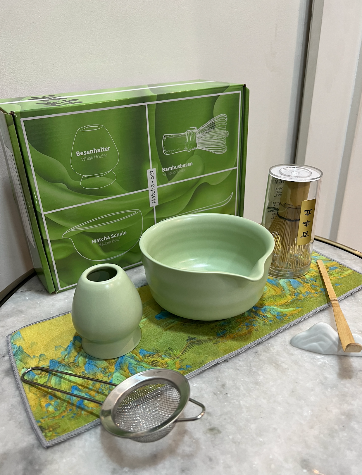 Green Ceramic Japanese Tea Set – 7Pcs Matcha Whisk & Bowl Gift Kit | SustainGo