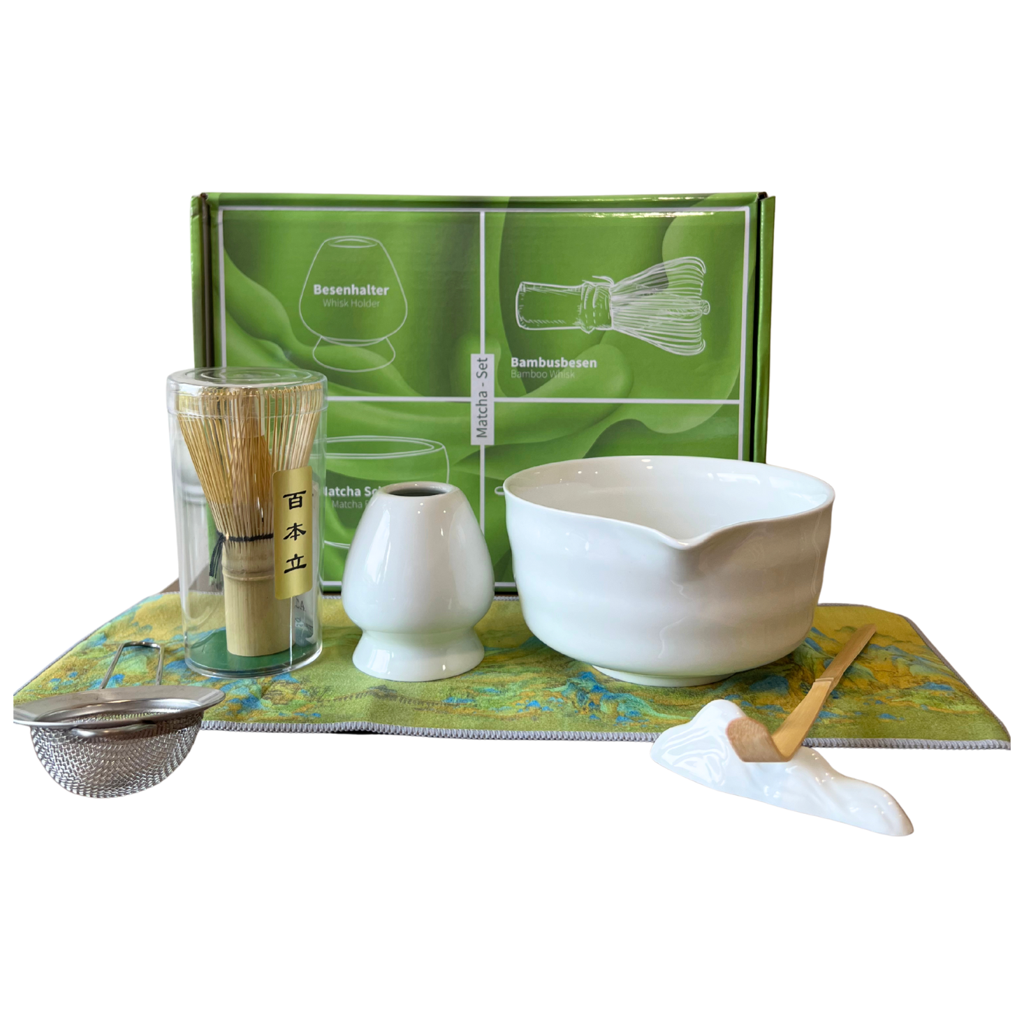 White Matcha Tea Gift Set – 7Pcs Japanese Whisk & Bowl Kit | SustainGo