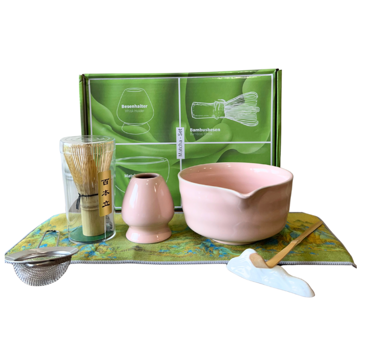 Pink Japanese Matcha Tea Gift Set – 7Pcs Whisk and Bowl Kit | SustainGo