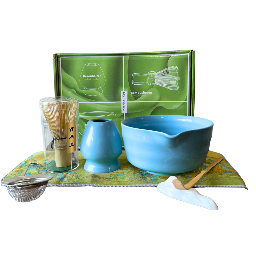 Green Ceramic Japanese Tea Set – 7Pcs Matcha Whisk & Bowl Gift Kit | SustainGo