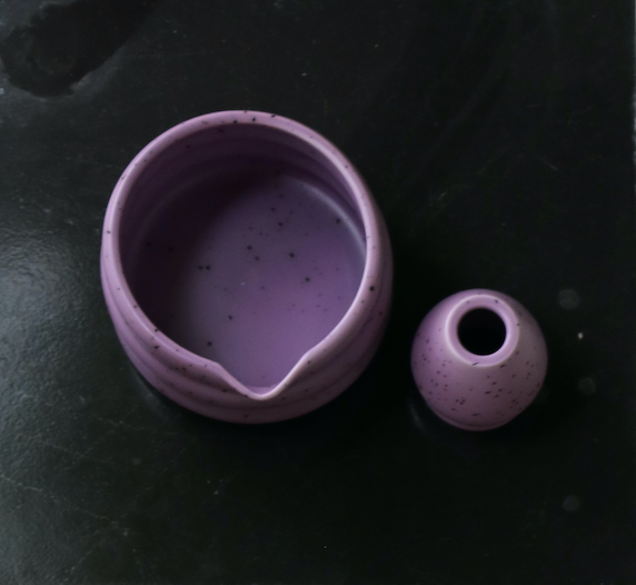 Purple Matcha Tea Whisk Set 3 Pcs |Ceramic Matcha Bowl with a spout, Whisk Holder & Bamboo Whisk | Free Ceremonial Grade Matcha Tea 10g |SustainGo