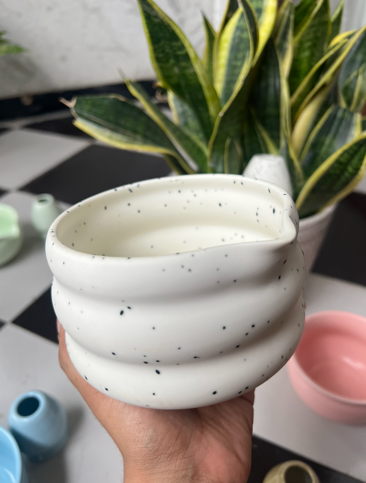 White & Black Matcha Tea Whisk Set 3 Pcs |Ceramic Matcha Bowl with a spout, Whisk Holder & Bamboo Whisk | Free Ceremonial Grade Matcha Tea 10g | SustainGo