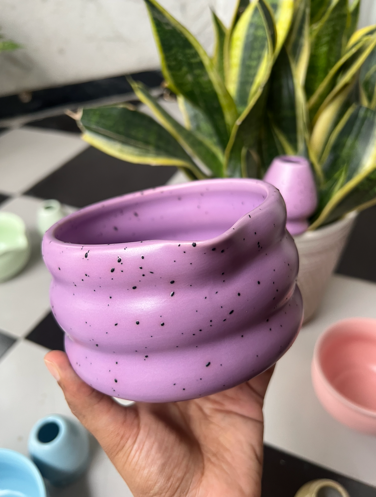 Purple Matcha Tea Whisk Set 3 Pcs |Ceramic Matcha Bowl with a spout, Whisk Holder & Bamboo Whisk | Free Ceremonial Grade Matcha Tea 10g |SustainGo